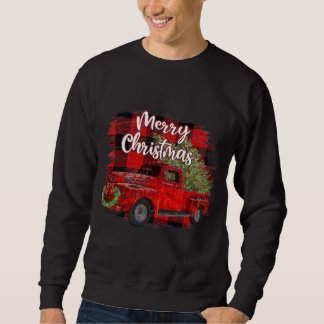 Sweatshirt Joyeux Noël Rouge Camion Buffalo Plaid Noël