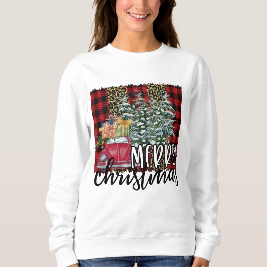 Sweatshirt Joyeux Noël Rouge et noir Buffalo Plaid (Devant)