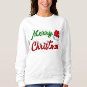 Sweatshirt Joyeux Noël Santa Chapeau rouge vert script (Devant)