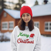 Sweatshirt Joyeux Noël Santa Chapeau rouge vert script