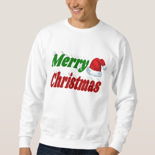 Sweatshirt Joyeux Noël Santa Hat rouge vert typographie (Devant)