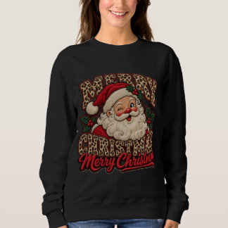 Sweatshirt Joyeux Noël Santa Imprimé Léopard