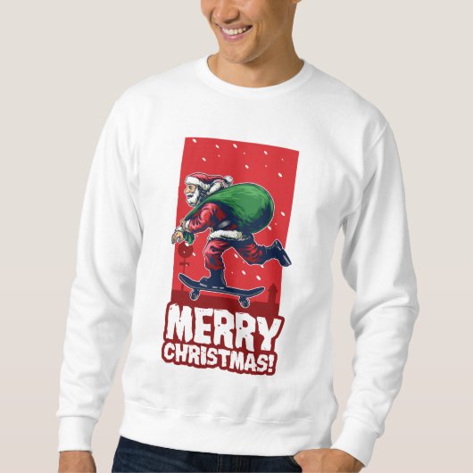 Sweatshirt Joyeux Noël Skateboard Père Noël | Vacances (Devant)