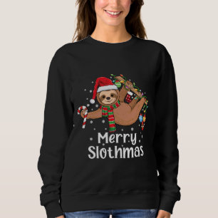 Sweatshirt Joyeux Noël Slothmas fentes Pyjamas Santa Hat X