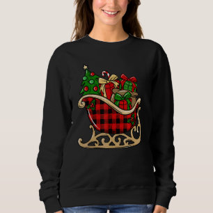 Sweatshirt Joyeux Noël Traîneau de Noël à carreaux de Buffal