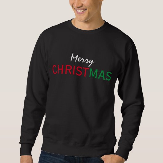 SWEATSHIRT JOYEUX NOËL TYPOGRAPHIE ROUGE VERT BLANC (Devant)