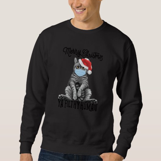 Sweatshirt Joyeux Noël Ya sale chat humain Kitten Xmas (Devant)