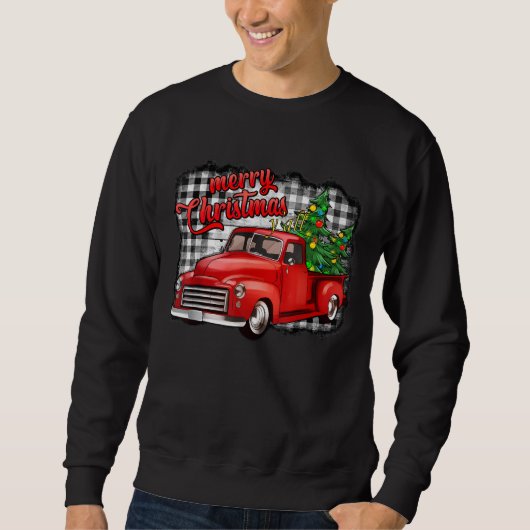 Sweatshirt Joyeux Noël y'all Buffalo Plaid Xmas Truck (Devant)