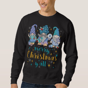 Sweatshirt Joyeux Noël Y'all Gnomes Camion Rouge cadeau Noël