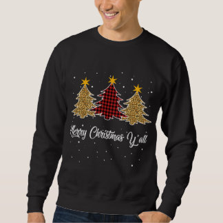 Sweatshirt Joyeux Noël Y'all Leopard Plaid Coût de l'arbre de