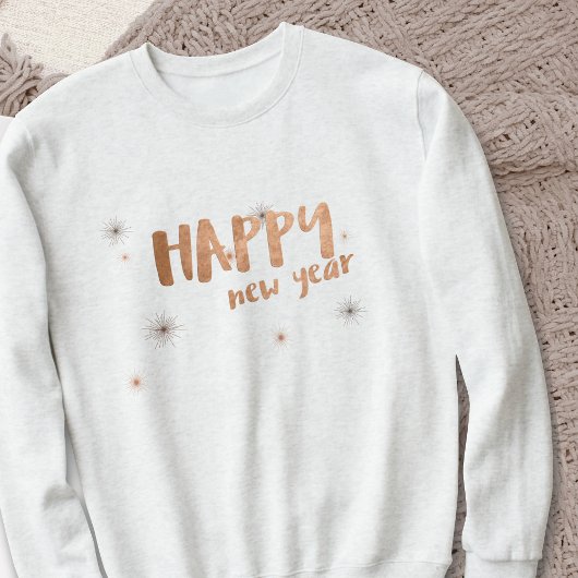 Sweatshirt Joyeux Nouvel An Rose moderne Typographie d'or