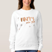 Sweatshirt Joyeux Nouvel An Rose moderne Typographie d'or (Devant)