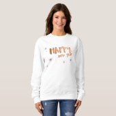 Sweatshirt Joyeux Nouvel An Rose moderne Typographie d'or (Devant entier)