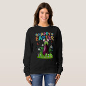 Sweatshirt Joyeux oeuf de lapin de Pâques Drôle aubergine de  (Devant entier)