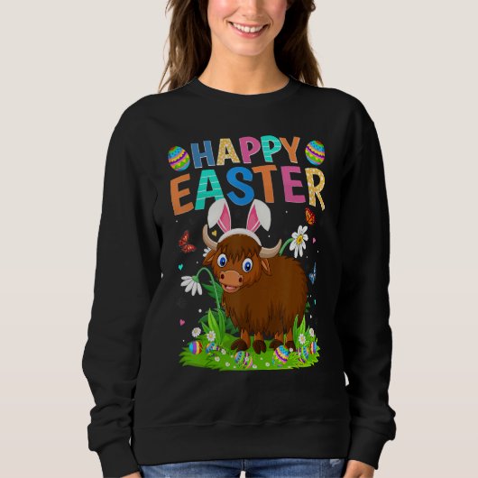 Sweatshirt Joyeux oeuf de lapin de Pâques Funny Buffalo diman (Devant)