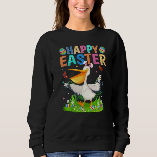 Sweatshirt Joyeux oeuf de lapin de Pâques Funny Oiseau de Pél (Devant)