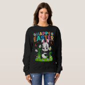 Sweatshirt Joyeux oeuf de lapin de Pâques Funny Panda dimanch (Devant entier)
