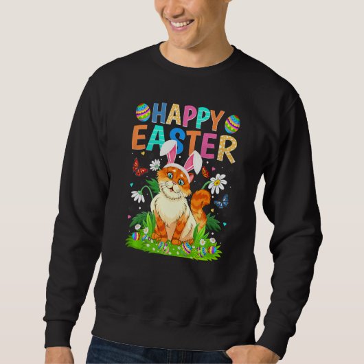 Sweatshirt Joyeux oeuf lapin de Pâques Funny Chat dimanche de (Devant)