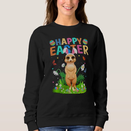 Sweatshirt Joyeux oeuf lapin de Pâques Meerkat Funny dimanche (Devant)