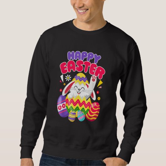 Sweatshirt Joyeux oeufs de Pâques de lapin (Devant)