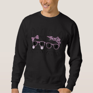 Sweatshirt Joyeux Pâques Jour mignon Bunny Visage Leopard Lun