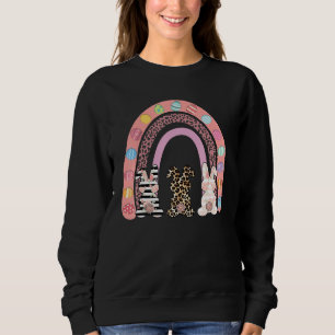 Sweatshirt Joyeux Pâques Rainbow Leopard Pâques mignonette Bu