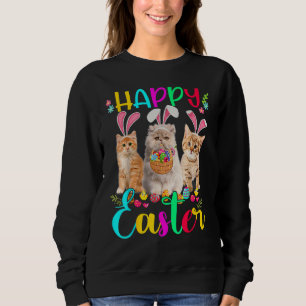 Sweatshirt Joyeux Pâques Trois Chat Portant Bunny Lapin Ear C