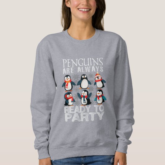 Sweatshirt Joyeux pingouins font toujours la fête de la femme (Devant)