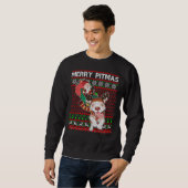 Sweatshirt Joyeux Pitmas laid Noël Pitbull Chien Swea (Devant entier)