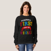 Sweatshirt Joyeux Premier Jour De 5E Année Étudiants Enseigna (Devant entier)