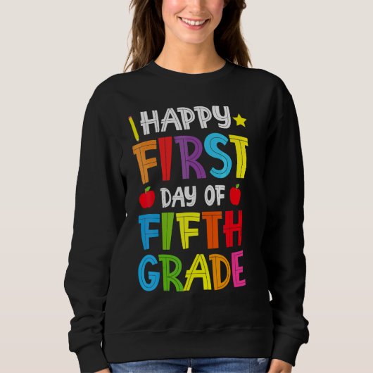 Sweatshirt Joyeux Premier Jour De 5e Rentree Des Classes Pour (Devant)