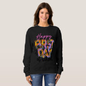 Sweatshirt Joyeux Premier Jour De L'École Tie Dye Leopard 4e  (Devant entier)