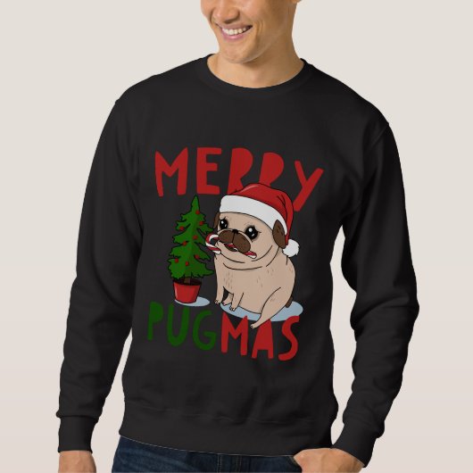 Sweatshirt Joyeux Pugmas Carlin de Noël classique T-shirt 5 (Devant)