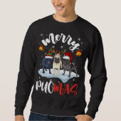Sweatshirt Joyeux Pugmas drôle Père Noël Reindeer Elf Carlin (Devant)