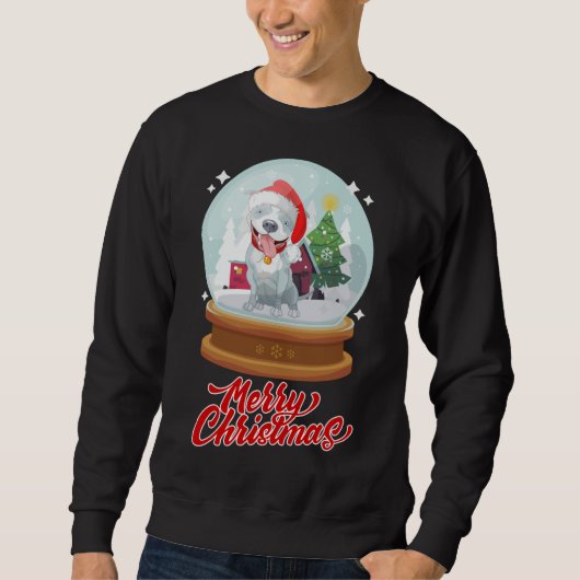 Sweatshirt Joyeux pull de Noël Pitbull Lover (Devant)