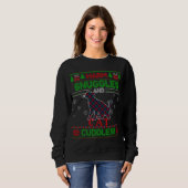 Sweatshirt Joyeux Pyjama de Noël Ugly Sweater Chat Plaid Outf (Devant entier)