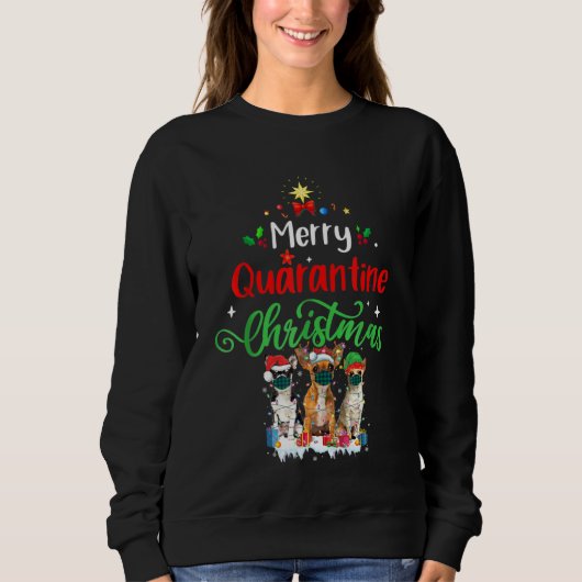 Sweatshirt Joyeux Quarantine Noël 2021 Chihuahua Portant (Devant)