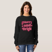Sweatshirt Joyeux rose vif et Noir clair Noël (Devant entier)