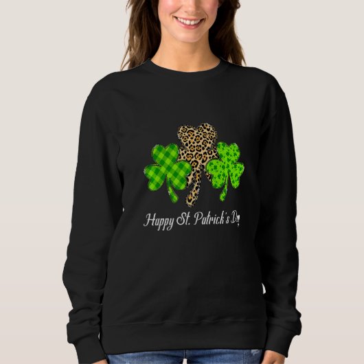 Sweatshirt Joyeux Saint Patrick S Day Shamrocks Buffalo Pla (Devant)