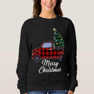 Sweatshirt Joyeux sapin de Noël Buffalo Chariot rouge plaqué
