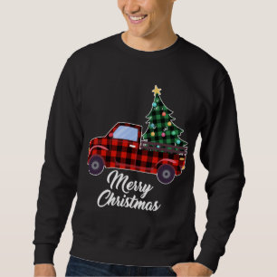 Sweatshirt Joyeux sapin de Noël Buffalo Chariot rouge plaqué