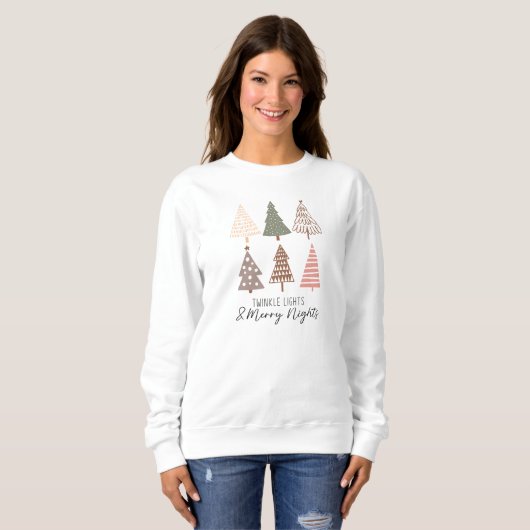 Sweatshirt Joyeux sapin de Noël et lumières scintillantes (Devant entier)