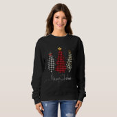 Sweatshirt Joyeux sapin de Noël Leopard Plaid imprimé (Devant entier)