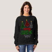 Sweatshirt Joyeux sapin de Noël Trois buffles Plaid (Devant entier)