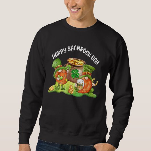 Sweatshirt Joyeux Shamrock Day St Patrick's Day Gnomes Shamro (Devant)