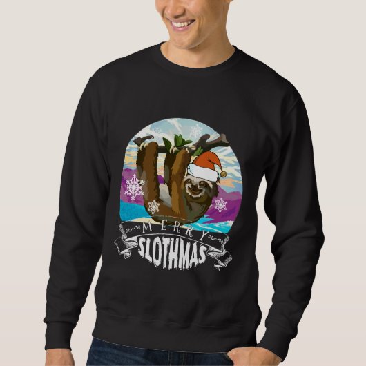 Sweatshirt Joyeux Slothmas Drôle Pajama De Noël Pour Sloth (Devant)