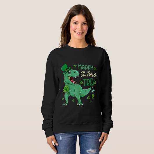 Sweatshirt Joyeux St Pat T Rex Saint Patrick's Day Dinosaur B (Devant entier)