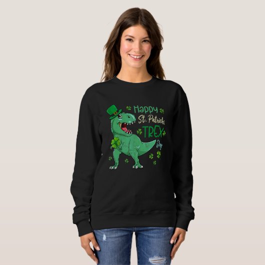 Sweatshirt Joyeux St Pat T Rex Saint Patrick's Day Dinosaur B (Devant entier)