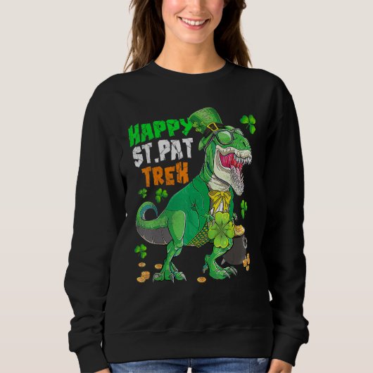 Sweatshirt Joyeux St Pat Trex Day Saint Patrick Dinosaur Garç (Devant)