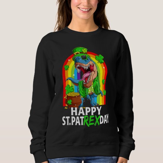 Sweatshirt Joyeux St Pat Trex Jour Dinosaur Patricks Jour Lep (Devant)